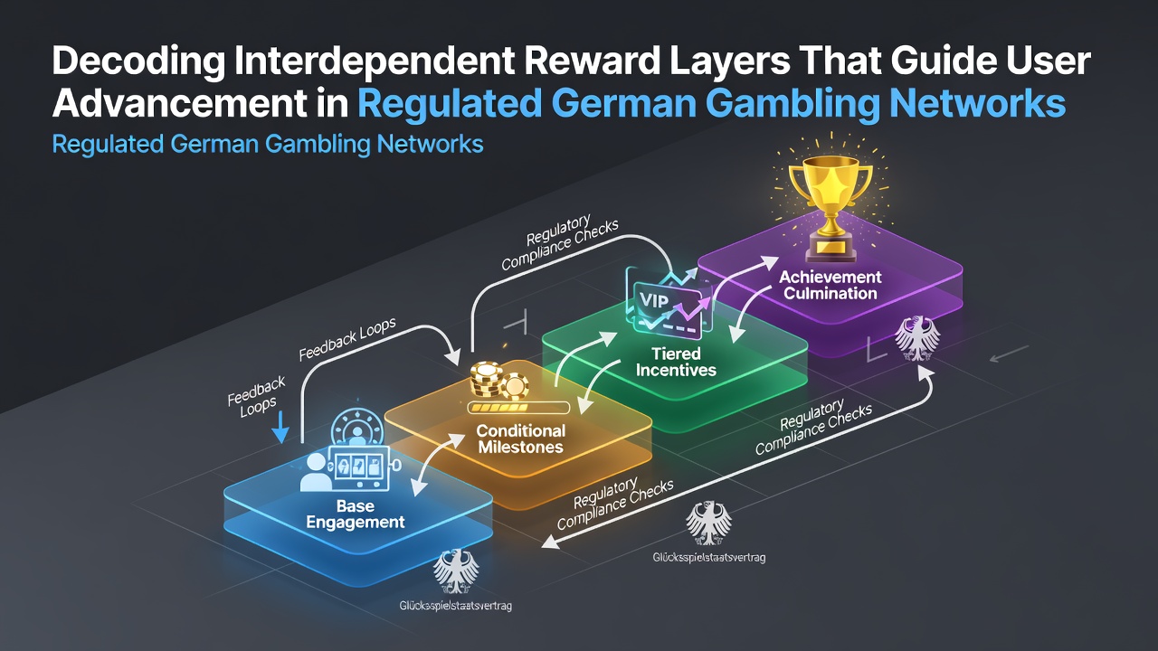 Darstellung vernetzter Belohnungsschichten in deutschen Glücksspielplattformen mit Fokus auf Nutzerfortschritt und regulatorische Strukturen