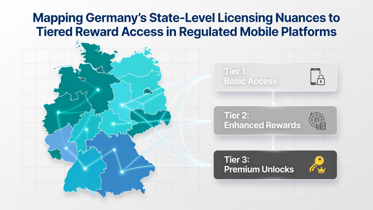 Karte der deutschen Bundesländer mit Markierungen zu Lizenzregelungen und mobilen Plattformen
