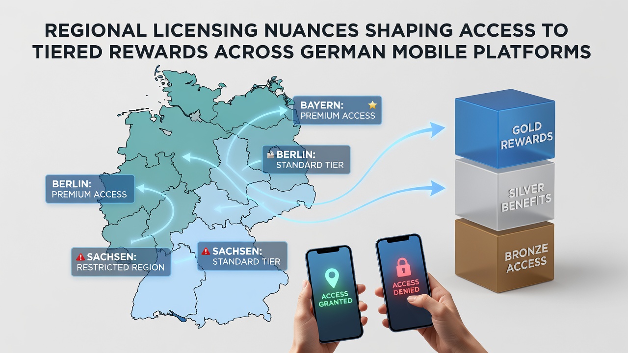 Karte Deutschlands mit Markierungen zu regionalen Lizenzgebieten und mobilen Plattformen