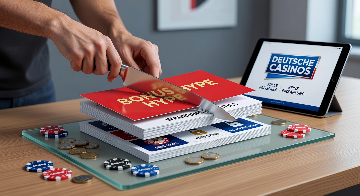 Grafik mit Slot-Maschinen und Bonus-Symbolen, die Umsatzbedingungen symbolisieren, vor einem deutschen Casino-Hintergrund