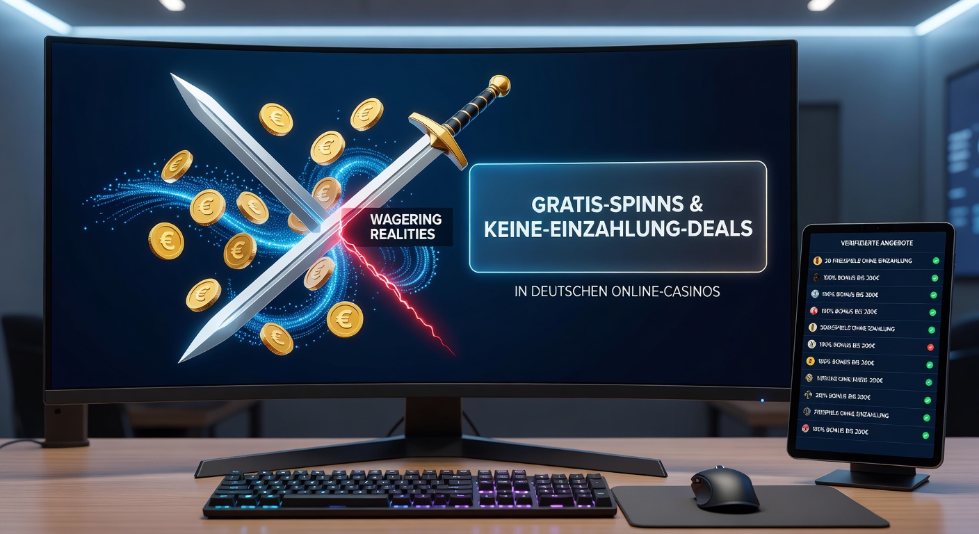 Detaillierte Infografik zu Umsatzbedingungen mit Beispielen für No-Deposit-Boni und Free Spins in einem modernen Casino-Setting